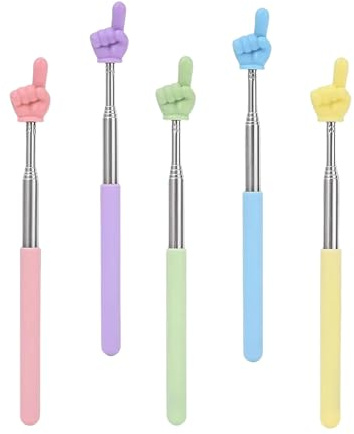 KLINNA 5 pz Asta puntatore allungabile colore macaron, lancette telescopiche con punta divertente delle dita, asta a scomparsa in acciaio inox per aule e lezioni, asta indice per bambini