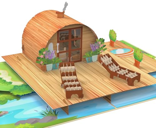 MOKIO® Tarjeta Pop-Up 3D – Sauna – Tarjeta de felicitación