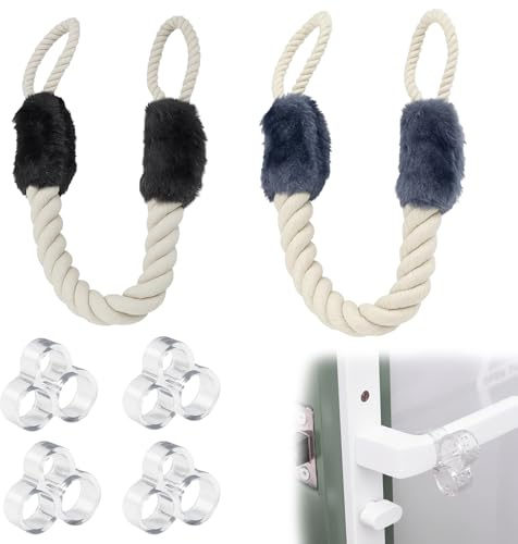 Türstopper, 6-Teiliges Set, Türstopper Klinke Klemmschutz Für Türen, Türkordel Klemmschutz, Tür Klemmschutz Ohne Bohren, Farbe: Blau*1, Schwarz*1, Transparent*4 