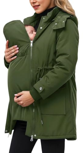 Duohropke Chaqueta de maternidad para invierno para mujer, 3 en 1, chaqueta de embarazo con inserto para bebé, abrigo de maternidad, chaqueta de invierno, chaqueta impermeable de entretiempo, chaqueta