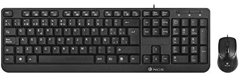 NGS COCOAKIT Kit de Teclado Multimedia y Ratón Óptico con Cable, 1000dpi, USB (QWERTY Español)