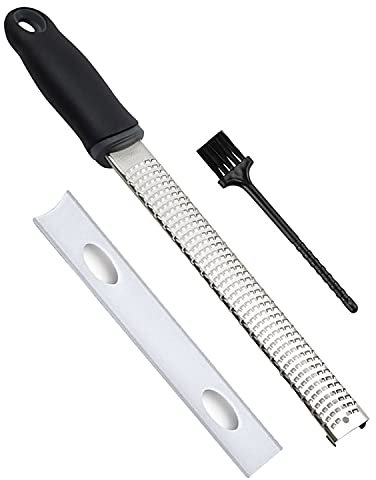 Rantizon Grattugia Zester Grattugia in Acciaio Inossidabile, Agrumi Grattugia, con Spazzola di Pulizia e Coperchio di Protezione, Limone, Arancia, Formaggio, Cioccolato