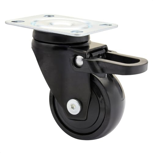 WAGNER Design - 3C - Lenkrolle/Apparaterolle/Transportrolle/Möbelrolle - schwarz, Softlauffläche, Durchmesser Ø 50 mm, Total-Feststeller, Kugellager, Tragkraft 50 kg - 01235201