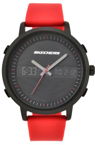 Skechers watch for men, Anadigi movement with Silicone, Leather or Stainless steel strap Rot und Graphit ,48MM