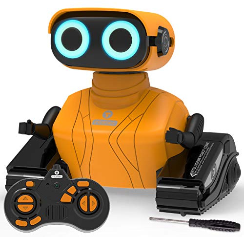REMOKING Robot pour enfants avec télécommande, lumière et musique, jouet éducatif RC à partir de 3 à 4 ans, robot de danse intelligent, cadeau pour garçons et filles, orange