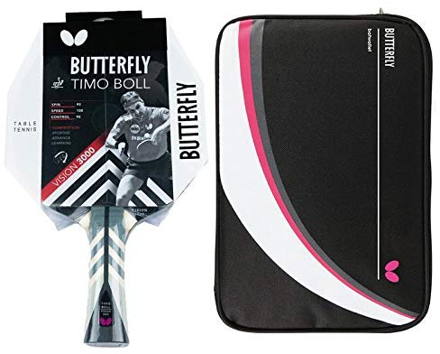Butterfly® Timo Boll Vision 3000 Tischtennisschläger | Tischtennis Racket Bat TT Profi Wettkampfschläger für technisch fortgeschrittene Spieler | ITTF zertifizierter Wakaba Belag | Griffform konkav