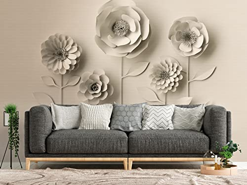 Livingwalls WTD 382931 The Wall 3D Papier peint photo Motif fleurs Beige 2,8 x 3,71 m
