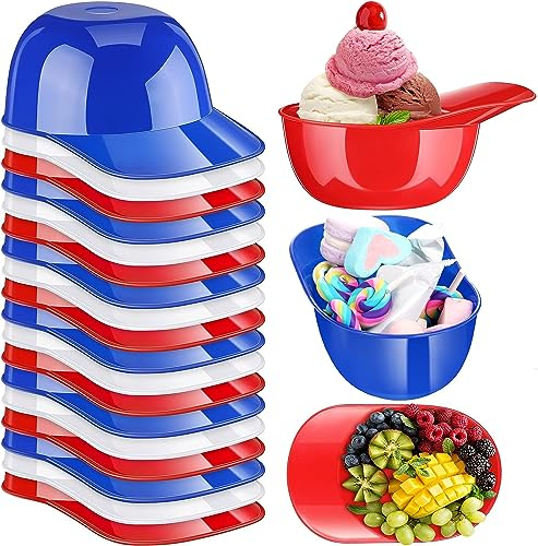 LATERN 24 Stück Basebal Helm Eiscreme Schalen, 240ml Kunststoff Dessertbecher Baseball Helm Eisbecher Parfait Vorspeisenbecher Wiederverwendbare Servierschüssel für Eis Dessert Party (3 Farben)