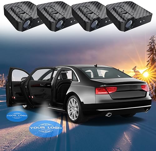 Generisch 4 Stück Personalisierte HD LED TüRbeleuchtung Logo Projektor, Universal Drahtlose Autotür Logo Licht, Einstiegsbeleuchtung für Autotür (Laser Typ)