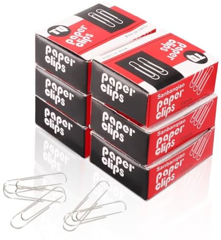 Graffette Ufficio 33 mm, 600 Graffette Clips lisce, Fermagli Ufficio di Medie, Clip per Ufficio per Forniture per Ufficio, Piccole Clip per Roba di Carta, Argento
