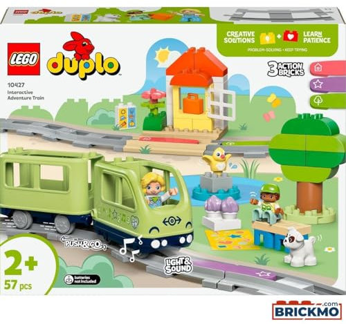 LEGO Duplo Mi Ciudad Aventura Ferroviaria Interactiva - Juguete Didáctico Montessori para Niños y Niñas de 2+ Años -14 Vías y Tren de Juguete, Ladrillos con Luces y Sonido y 4 Figuras 10427