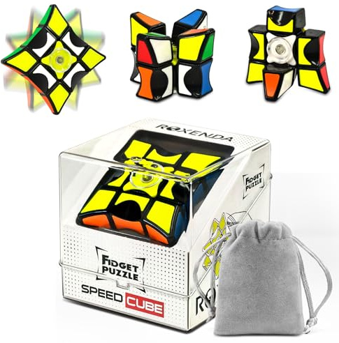 ROXENDA 1x3x3 Lancers Magiques, Cube et Spinner en Un avec optimisé, Parfait pour soulager Le Stress pour Les Adulti e Enfants (Noir)