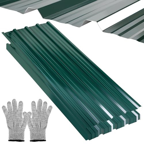 Fiqops Trapezblech Profilblech 12 Stück, Trapezblech 129cm x 46cm ca. 7 m², Wellblechplatten für Dach, Trapezblech Grün Metallblech