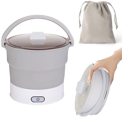 Elektrischer Hot Pot Faltbar,CEIEVER Tragbarer Reisekocher 1L Tragbarer Faltbarer elektrischer Kochtopf Kocher Reisetopf Mini-Topf für Wohnheim Camping Zuhause,Büro,Reisen