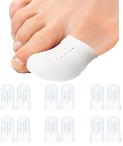 Gel Zehenkappen - 12 Stück Atmungsaktive Zehenschutz Zehenkappen für Entzündete Fußballen - Silikon Zehenschutz Großer Zeh für Blasen Eingewachsenen Zehennägeln Hühneraugen Zehennagelverlust