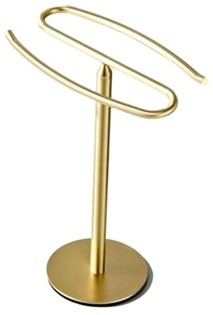 Pesfehhy Soporte para Toallas de Mano Dorado, Toallero Independiente, Barra de Toalla de Acero Inoxidable, Soporte para Estante, Barra de Torre para Tocador de BañO