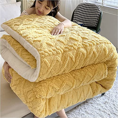 Trapunta invernale, addensare coperta in cashmere di agnello caldo, coperta in lana di agnello invernale, coperte pesanti per letto matrimoniale invernale, coperta in pile di biancheria da letto per