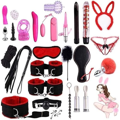 28pcs Bed Straps Restraints Sex King Bindage Kit Adjustable Wrist and Ankle Restraints Bondaged Rope Cord & Rope Sex Ties for Ankles and Wrists Sex Resistance Bands Ankle Strap BDSM Sweater (Red)