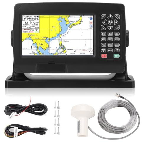 Klanata GPS Plotter Navigator Transponder med GNSS-antenn med dubbla kartor IPX6 för marina båtar