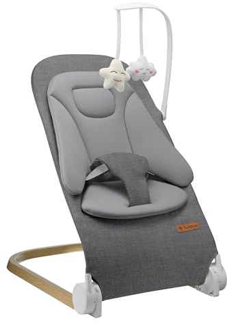 Tulano Moon 50 | Babywippe für Neugeborene, Babyschaukel ergonomisch mit verstellbarer Rückenlehne, UltraSoft-Matratze, abnehmbarer Bezug, Babywipper bis 9 kg, Grau