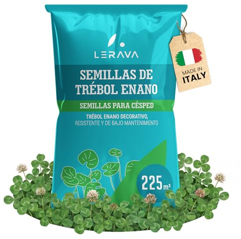 LERAVA Trifoglio Nano (225 m²) - Semi prato resistente al calpestio - copertura fitta e uniforme per zone in ombra e sole - migliora la fertilità del suolo - fioritura bianca - 900 g