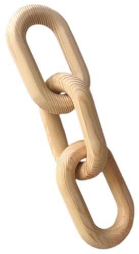 KICHOUSE Decorazione a Catena in Legno Nodo a 3 Anelli, Ornamento Rustico per Pareti e Tavolini, Arredamento Moderno per Casa e Soggiorno, 25,5x7x2 Cm, Design Incastro Unico