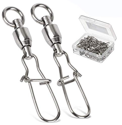 9Tong Cuscinetto a Sfere Girevole per Pesca - Girelle in Acciaio con Dual Scatta Blocco, Connettore di Linea per Acqua Dolce e Salata, 25pcs 110lbs