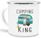 Tassendruck Emaille Tasse Camping lustig - Geschenk zum Camping/Tasse für coole Camper/Geschenk-Idee Campingfreunde - Camping King - klein silber Rand