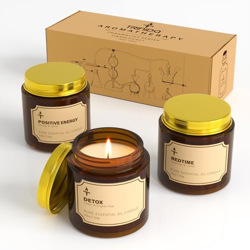 TRINIDa Candles Gifts for Women, 3 Pack 3.5 oz Scented Candles Set for Positive Energy & Detox & Deep Sleep, Natural Soy Wax Candle Set Long Burning for 90-105 Hrs, Aromatherapy Candle Gift Set