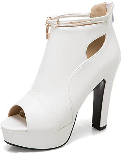Women's Peep-Toe Sandals Stiletto High Heels Platform Summer Booties White 46 - US 12