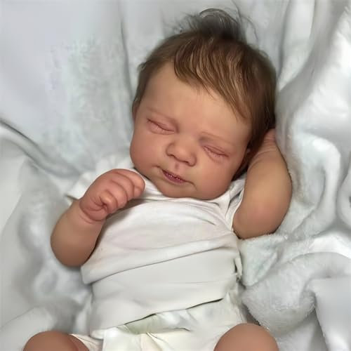 MAIHAO 18 Zoll Reborn Puppe Lebensechte Babypuppe Reborn Babys Realistische Puppen Weicher Baumwollkörper Sieht aus wie EIN echtes Baby (Jungen mit geschlossenen Augen) (Weiß)