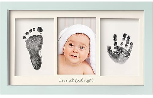 Baby Handabdruck und Fußabdruck Set – Clean Touch Stempelkissen Baby Hand und Fuß für Neugeborene, Handabdruck Baby Bilderrahmen Fabre, Fußabdruck Baby, Baby Dusche Baby Abdruckset (Sage)