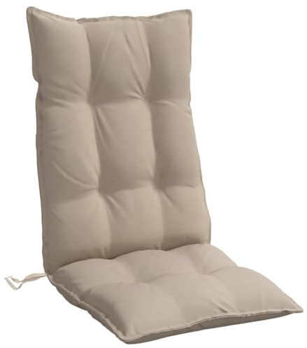 vidaXL Hochlehner Auflagen 2 STK., Hochlehner Auflage mit PP-Hohlfasern, Stuhlauflage mit Gummibänder Bindebänder, Sitzkissen, Taupe Oxford-Gewebe
