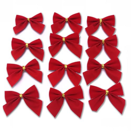 JINYUNMIN 120 Stück Schleifen Weihnachtsbaumschleife, Weihnachtsbaum Deko Rote Schleifen Weihnachten für Weihnachten Geburtstag Hochzeit Geschenke Tüten Zuckertüten zum Basteln Dekorieren Verzieren