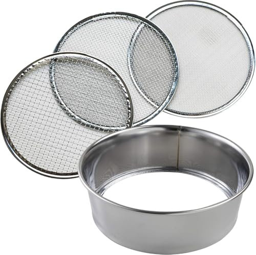 huanghqWanJia Set di setacci per terreno da giardino, composto da 3 setacci a rete, setaccio da giardino in acciaio inox, setaccio a maglia fine per terriccio, spiaggia, sabbia ghiaia (3 mm/6 mm/9 mm