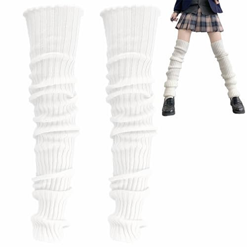 Bein Stulpen Damen,Leg Warmers,Legwarmers,Beinstulpen Damen Stulpen für Beinstulpen Kinder,Ballett stulpen Mädchen Kostüm,Fashion Beinlinge,Winter Beinwärmer Stricken,Vintage Legwarmer (2, Weiß 70cm)