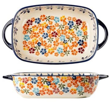 Fuente para hornear, Plato con mango, plato de horno de cerámica, vajilla Vintage, plato de ensalada for el hogar, plato for hornear resistente a altas temperaturas Cazuelas para horno(27.6cm)