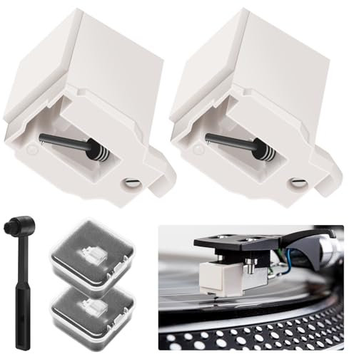 Hoedia 2 Pack Record Player Needle Replacement for ATN3600L, Stylus Turntable Needle Compatible with Audio-Technica AT-LP60X, AT-LP60XBT&AT-LP60XBT-USB Vinyl Record Player,Diamond Record Player Stylus