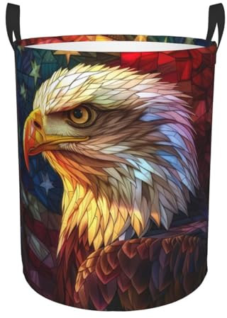 Cesto Para La Colada Águila Calva Americana Geométrica Cestos Para La Colada Plegable Ropa Sucia Cestas Elegante Cesto Ropa Sucia Para Juguetes Familiar 40X50Cm