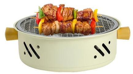Barbecue-Grill für zu Hause, tragbare Holzkohlegrillpfanne, Tragbarer Holzkohlegrill, elektrischer Grill, Rauchfreier, antihaftbeschichteter Haushaltsgeräte-Campinggrill für Zuhause und Tisch