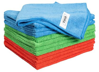 TUKA -12 Bayetas XL Microfibra Multiuso 40x40 cm - Pack de 12 Bayetas Reutilizables para Limpieza en Hogar, Cocina, Coche, Baños y Oficina - Absorbentes, Suaves y Sin Rayas (Tamaño XL, 12 Unidades)