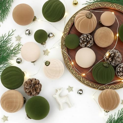 XmasExp Samt-Weihnachtsschmuck-Set, gemischt, beflockt, bruchsicher, Weihnachtsbaumschmuck für Urlaub, Party, Zuhause (gemischt)