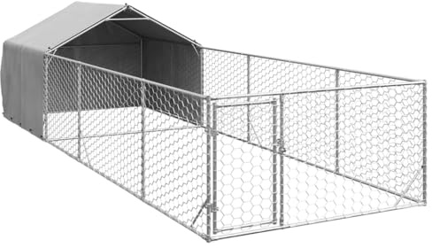 Niche pour Chien Extérieur Métal, Chenil d'extérieur Enclos Cage pour Chien avec Toit Imperméable 6x2x1,5 m Acier galvanisé