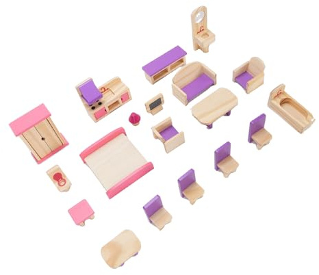 Fdit Ensemble de Meubles de Maison de Poupée en Bois de Hêtre, Détails Délicats éducatifs Miniatures pour Enfants, Garçons et Filles, Jouet pour Enfants
