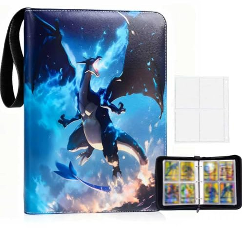 HSHHOOM 4 Pocket Card Binder, Card Collection Book with 50 Pages 400 Pockets, Portable Waterproof PU Card Binder Folder, for Christmas Birthdays Children's Day Thanksgiving (400)