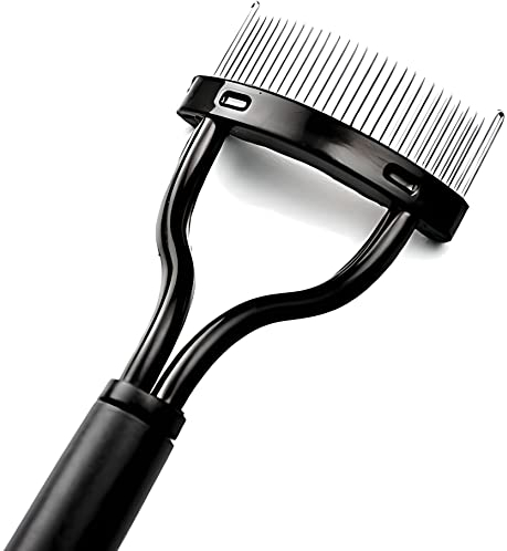 Pettine per ciglia Deluxe con denti in acciaio inox, separatore ciglia rimuove i grumi del mascara spazzolino ciglia e pettine denti in metallo, pettine per ciglia con denti in acciaio inox ergonomici