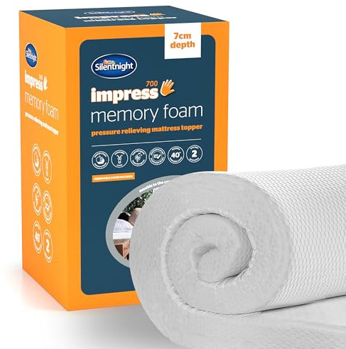 Silentnight Impress Memory Foam Mattress Topper - 7cm Extra Thick Luxury Orthopedic Super King Size Mattress Topper for Back and Neck Pain - Removable Washable Cover