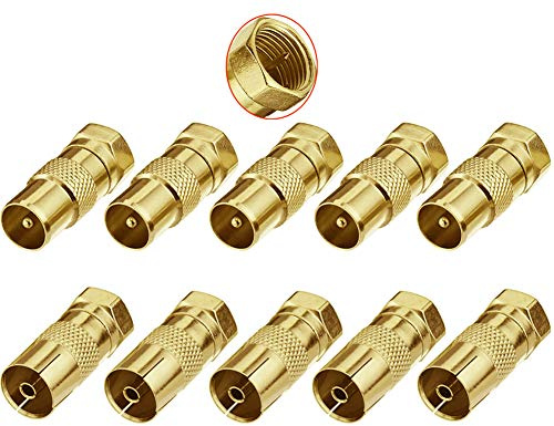 Greluma 10Pezzi Adattatore Maschio/Femmina Tipo F a Maschio/Femmina Coassiale, Connettori a Vite per Satellite, Antenna TV, RF Convertitore