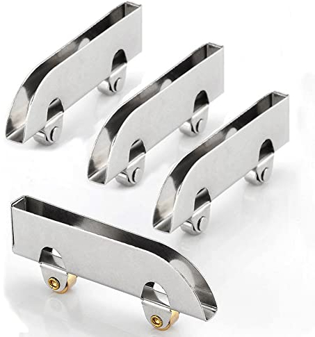 Puleggia scorrevole in vetro in acciaio inox, ruota scorrevole per guardaroba, doppia puleggia in vetro volante, adatta per vetro di spessore 5 mm, confezione da 4