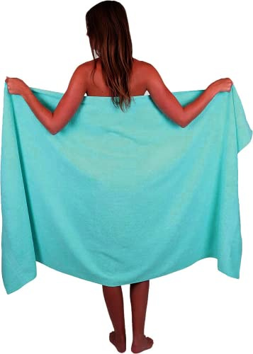 Partihandel handel Dealz extra stort badlakan 100 x 200 cm superjumbo stora badlakan handdukar strand kroppswrap XL badhanddukar 600-GSM (blågrön/turkos)